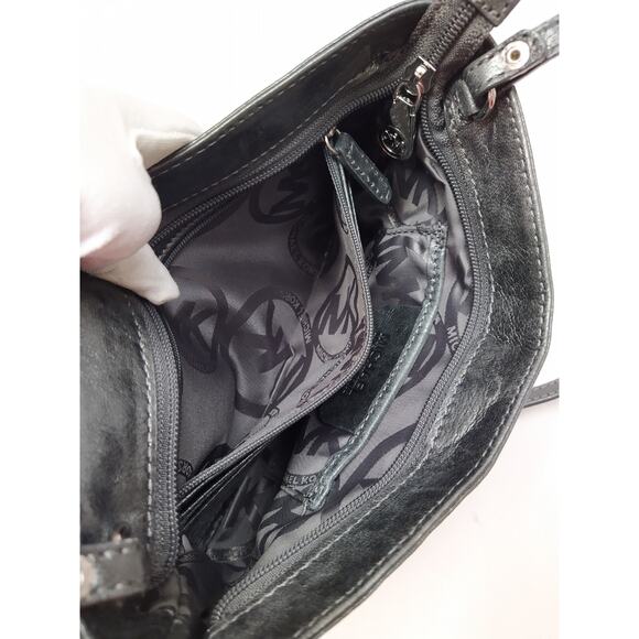 Michael Kors Metallic Gray Leather Zipper Closure Small Shoulder Bag - Picture 11 of 13